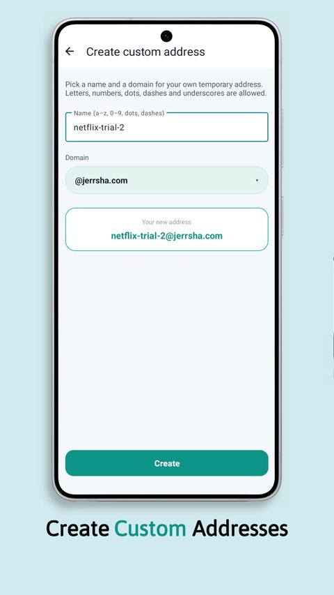 Creating a custom temporary email address