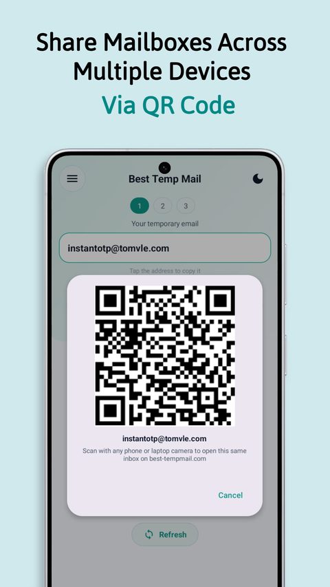 QR code to continue the inbox on a computer