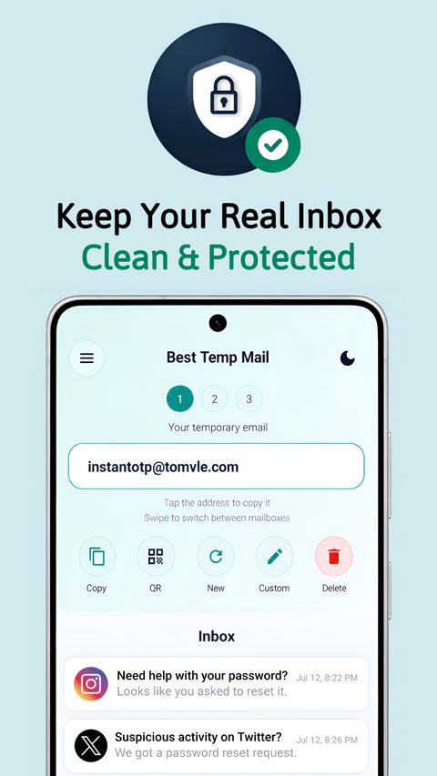 Private, encrypted temporary inbox